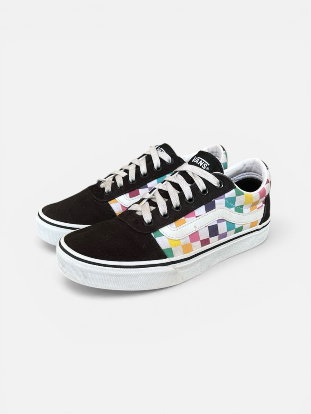 Vans Multicolor Checkerboard Low-Top Sneakers with Black Panels - Picture 3 of 9